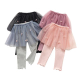 HAWEE Little Girls Footless Leggings with Tutu Ruffle Bowknot Skirt Stretchy Cotton Pantskirt, 4 Packs, 2-8 Years - KAMO