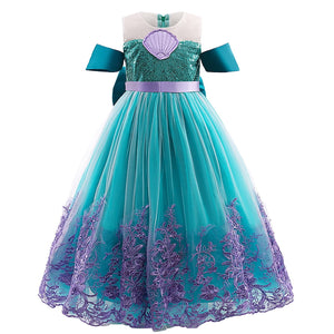 Little Mermaid Costume Ariel Dress for Girls Kids Birthday Party Halloween Cosplay Costumes 3-10 Years - KAMO