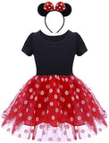 Minnie Costume Baby Girl Dress Mouse Ear Headband Polka Dot Dress - KAMO