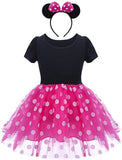 Minnie Costume Baby Girl Dress Mouse Ear Headband Polka Dot Dress - KAMO