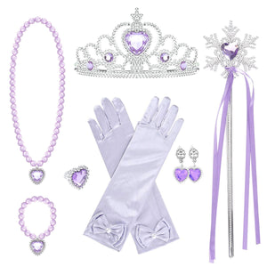 Frozen Princess Dress Up Jewelry Dress Up Set for Girls Jewelry Accessories with Crowns, Necklaces, Wands, Gloves, Earrings - KAMO