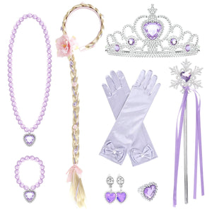 Frozen Princess Dress Up Jewelry Dress Up Set for Girls Jewelry Accessories with Crowns, Necklaces, Wands, Gloves, Earrings - KAMO