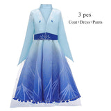 Princess Elsa 2 Costume for Girls Snow Queen Suits for Cosplay Party Age 3-8 Years - KAMO