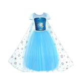 Princess Elsa Costume Party Dress for Kids with Tiara Necklaces and Wand - KAMO