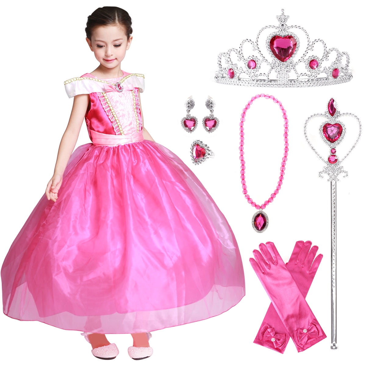Sleeping Beauty Princess Costume Girls Birthday Party Dress Up With A, 4-5 Years