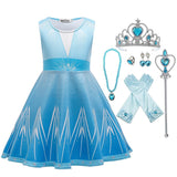 Summer Elsa Sleeveless, One-pieces Anna Elsa Costume Girls Dress, Birthday Party Dress up with Accessories - KAMO
