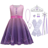 Summer Elsa Sleeveless, One-pieces Anna Elsa Costume Girls Dress, Birthday Party Dress up with Accessories - KAMO