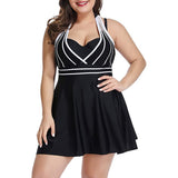 Womens Halter Swimdress Plus Size Two Piece Swimsuit Tankini Set - KAMO