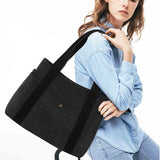 HAWEE Canvas Tote Bag for Women Daily Work Zippered Handbag Casual Shoulder Bag for Shopping Business Travel, Purple