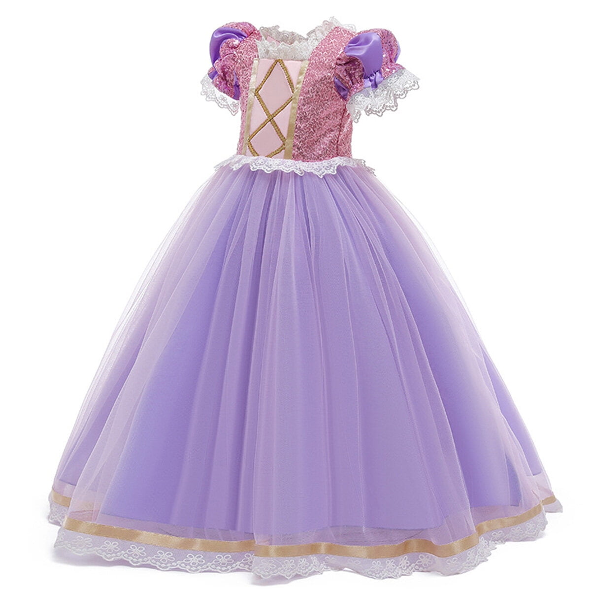 Girls Rapunzel Princess Sofia Costume Birthday Christmas Halloween Cosplay Carnival Fancy Dress - KAMO