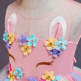 HAWEE Girls Unicorn Princess Dress Fancy Party Costume Dress up Wedding Birthday Party Gown for Age 2-11 Years Old - KAMO