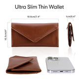 HAWEE Card Wallet RFID Blocking Envelope Style Tri-fold Checkbook Clutch Slim Vegan Leather 2 ID Windows with Coin Pocket, Green