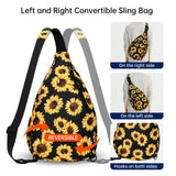 HAWEE Convertible Sling Backpack Purse Sunflower Crossbody Chest Bag Left and Right Shoulder Water Repellent