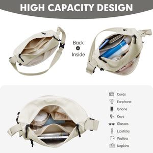 HAWEE Pure Colour Crossbody Bag Bum Bag for Women,Two Way Zipper Belt Bag with Adjustable Strap,Fashion Waist Packs for Traveling Workout - KAMO