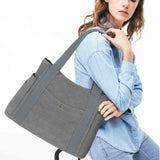 HAWEE Canvas Tote Bag for Women Daily Work Zippered Handbag Casual Shoulder Bag for Shopping Business Travel, Purple