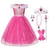 HAWEE Pink Princess Dress Party Toddler Girls Halloween Costume Deluxe Beauty Cosplay Outfit - KAMO