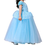 HAWEE Princess Dress Costume for Little Girl Puff Sleeves Blue Fancy Party Cosplay Outfit - KAMO