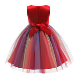 HAWEE Flower Girls Sequin Dress Rainbow Tutu Birthday Party Princess Dress Pageant Gown for Age 3-10 Years Old - KAMO