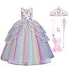 HAWEE Girls Unicorn Princess Dress Fancy Party Costume Dress up Wedding Birthday Party Gown for Age 2-11 Years Old - KAMO