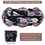 HAWEE Utility Zippered Tote Bag with Laptop Compartment and Luggage Sleeve for Nursing Work Travel 15 Pockets Water Repellent Commuter Bag, Hibiscus