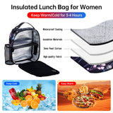 HAWEE Reusable Insulated Lunch Bag for Women - Portable Thermal Meal Tote with Adjustable Shoulder Strap & Bottle Pocket, Small Soft Cooler for Office, Work, Beach, Picnic & Travel
