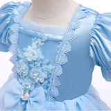HAWEE Toddler Girls Princess Blue Costumes Halloween Dress up Fancy Gown for Cosplay Party - KAMO