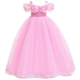 HAWEE Princess Dress for Girls, Halloween Cosplay Costume Toddler Off the Shoulder Blue Fancy Outfit - KAMO