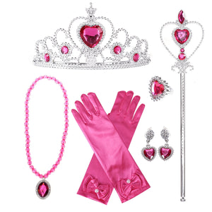Frozen Princess Dress Up Jewelry Dress Up Set for Girls Jewelry Accessories with Crowns, Necklaces, Wands, Gloves, Earrings - KAMO