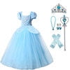 HAWEE Princess Dress Costume for Little Girl Puff Sleeves Blue Fancy Party Cosplay Outfit - KAMO