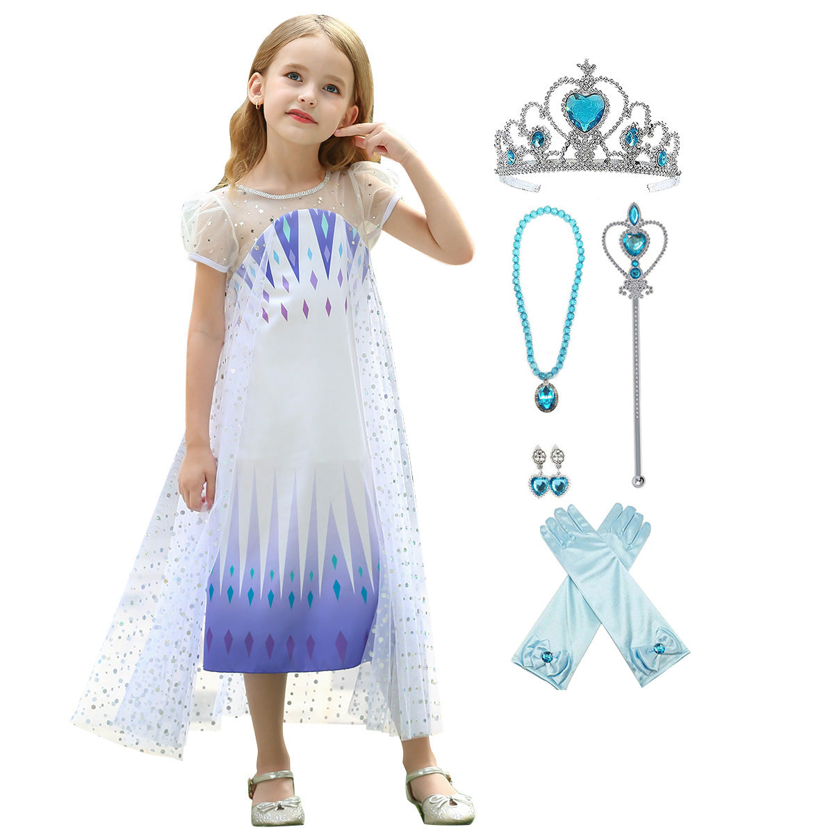 Elsa Dress Princess Costume for Girls Frozen 2 Sequin Cosplay Party Dress up - KAMO