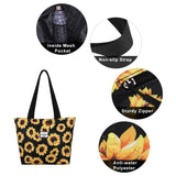 HAWEE Sunflower Tote Bag with Zipper for Women Inside Mesh Pocket Heavy Duty Casual Cloth Shoulder Handbag Outdoors, Sunflower Yellow