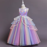 HAWEE Girls Unicorn Princess Dress Fancy Party Costume Dress up Wedding Birthday Party Gown for Age 2-11 Years Old - KAMO
