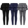 Girls Leggings Toddler Pants Leggings for Girls School Uniform Tutu Kids Ruffle Skirt, 3-Pack, Sizes 3-10 - KAMO