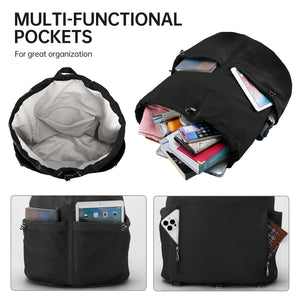 HAWEE Drawstring Backpack Sports Gym Bag with Mesh Pocket, Water-Resistant String Beach Sackpack Swim Bag for Women Men - KAMO