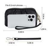 HAWEE Women's Wristlet Wallet Genuine Leather Double Zipper Casual Ruched Clutch Purse, Green