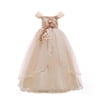 HAWEE Flower Girls Embroidery Lace Bridesmaid Dress Beaded Wedding Party Full Length Dance Gown for Girls 4-14 Years - KAMO