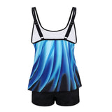 Kawell Plus Size Tankini Swimsuits for Women with Shorts Strappy Bathing Suits Two Piece Blouson Swimwear - KAMO