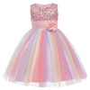 HAWEE Flower Girls Sequin Dress Rainbow Tutu Birthday Party Princess Dress Pageant Gown for Age 3-10 Years Old - KAMO