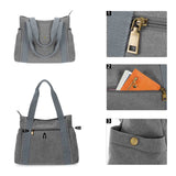 HAWEE Canvas Tote Bag for Women Daily Work Zippered Handbag Casual Shoulder Bag for Shopping Business Travel, Purple