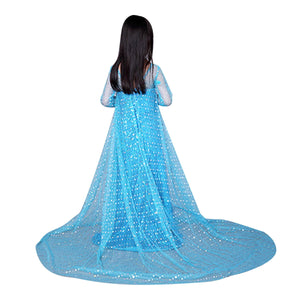 KAWELL Girls Princess Elsa Anna Costume Birthday Party Christmas Halloween Fancy Dress up With Accessories - KAMO