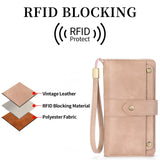 HAWEE Womens Wallets Large Capacity Credit Card Holder Rfid Wallet Women Zipper Pocket Leather Ladies Wristlet Clutch Wallet