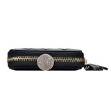 HAWEE RFID Credit Card Wallet for Women Accordion Genuine Leather 15 Slots Case Card Holder Tassel Pendant, Black