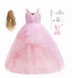 HAWEE Dress Costume for Girls, Pink Tulle and Sequin Dress for Kids Christmas Halloween Cosplay Costumes - KAMO