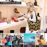 HAWEE Sunflower Tote Bag with Zipper for Women Inside Mesh Pocket Heavy Duty Casual Cloth Shoulder Handbag Outdoors, Sunflower Yellow