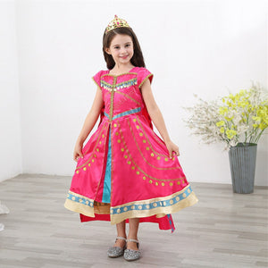 Girls Princess Jasmine Costume Toddler Dress Up with Accessories Christmas Party - KAMO
