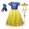 Princess Snow White Dress Costume with Accessories for Girls, Perfect for Party, Halloween Or Pretend Play Dress Up - KAMO
