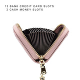 HAWEE RFID Credit Card Wallet for Women Accordion Genuine Leather 15 Slots Case Card Holder Tassel Pendant, Black