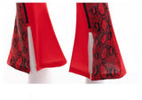 Kids Red Costume Girls Short Sleeves Jacket Top Flared Pants Wig 4pcs Halloween Princess Dress up 5-15Y