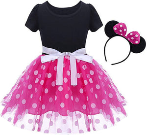 Minnie Costume Baby Girl Dress Mouse Ear Headband Polka Dot Dress - KAMO