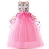Girls' Unicorn Party Princess Dress Rainbow Tulle Long Wedding Gown Birthday Kids Clothes - KAMO